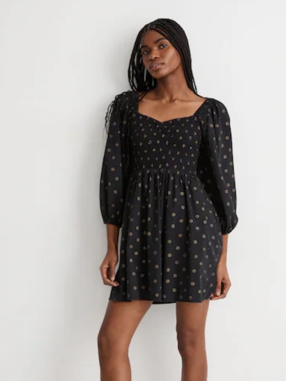 NWT Madewell Lucie Sweetheart Midi Dress in Dot Daisies Size Large